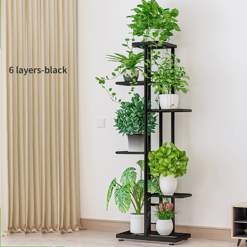 Cordlal Shining Stand For Flowers Iron 6/7/8Layers Plant Holder Storage Shelf Pot Rack Organizer Home Garden Decoration