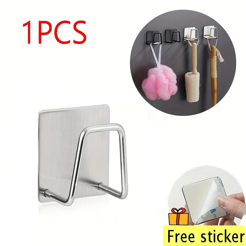 1-5Pcs Kitchen Sink Sponge Rack Drain Storage Holder Self Adhesive Stainless Steel Wire Ba Il Rag Brush Organizer Wall Hooks