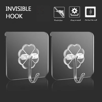 10/20 PCS Transparent Stainless Steel Self-Adhesive Hooks Bathroom Towel Clothes Storage Sticker Hooks Key Hangers Storage