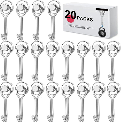 3/6/12/20Pcs Black Magnetic Hooks Cruis Heavy Duty Magnetic Hangers, Extra Strong Magnets with Hook for Hanging, Resistant Base