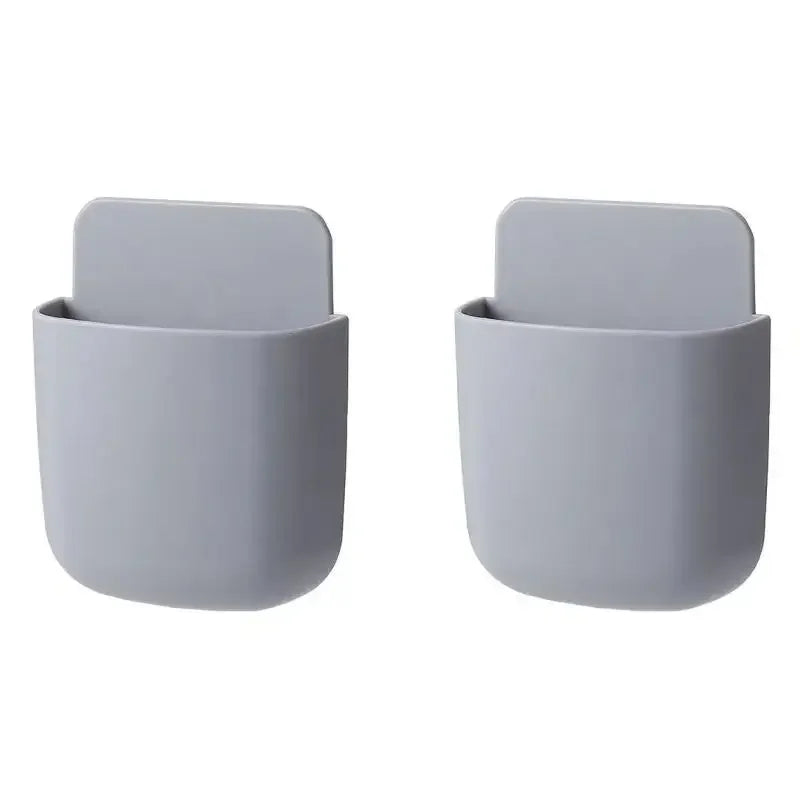 2PCS Wall Mounted Storage Box Household Living Room Conditioner Remote Control Bedside Phone Storage Holder Organizer Box1p2026