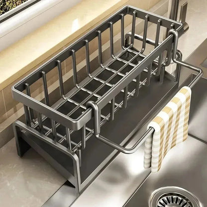 Multifunctional Sponge Draining Rack – Kitchen Cloth & Dishwashing Liquid Storage, Sink & Kitchen Organizer