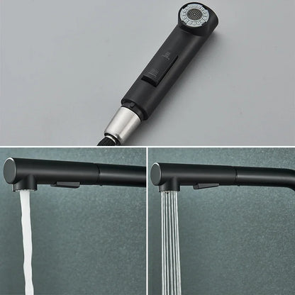 304 Stainless Steel Black Kitchen Faucet Two Function Single Handle Pull Out Mixer Hot and Cold Water Taps Deck Mounted