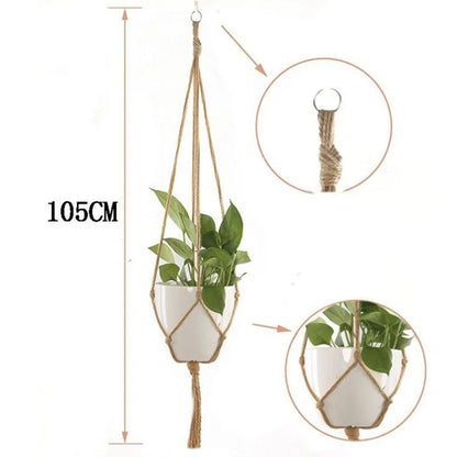 Gardening Green Plant Hanging Basket Cotton Rope Hanger Flower Pot  Handmade Macrame Pot Pocket Wall Boho Courtyard  Home Decor
