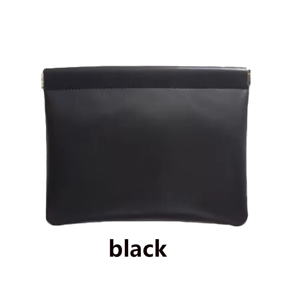 Fashion PU Leather Storage Bag Automatic Closure Waterproof Purse Portable Earphone Charging Line Cosmetic Lipstick Jewelry Bag