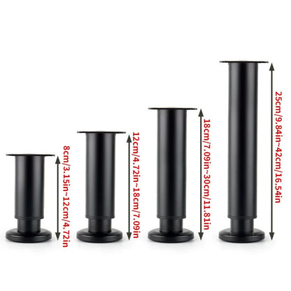Home 4pcs Adjustable Height Furniture Support Legs, Black Telescopic Table Legs, Used for Tables, Bed Frames, TV Cabinets, Sofas