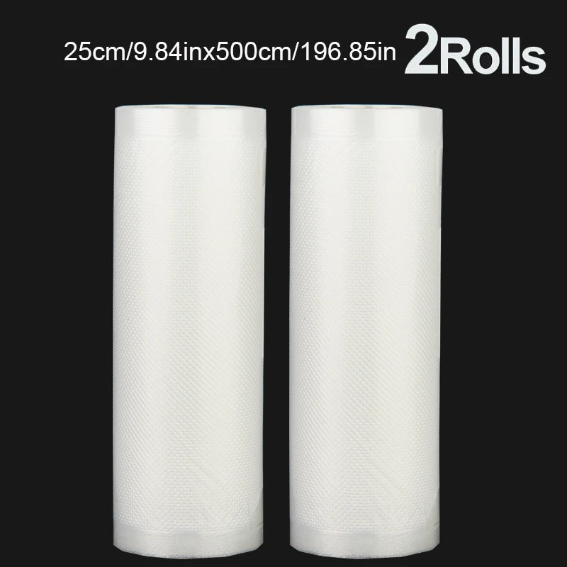 A set of 2 vacuum-sealed bags of the same size, with a length of 500CM, suitable for food storage vacuum low-temperature cooking