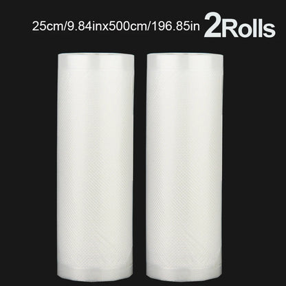 A set of 2 vacuum-sealed bags of the same size, with a length of 500CM, suitable for food storage vacuum low-temperature cooking