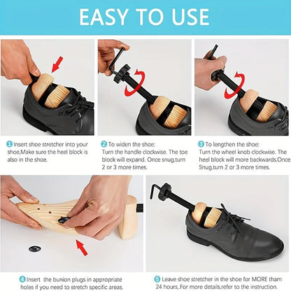 1/2Pc Shoe Stretcher Women and Men's Shoe Widener - Wooden Expander for Wide Feet, Bunions or Calluses Wooden Shoe Stretcher
