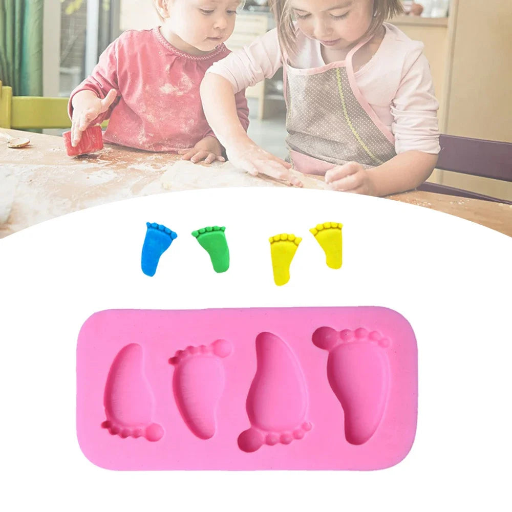 3D Pink Baby Feet Silicone Candle Molds Aesthetic Kawaii Mold Chocolate Fondant Cake Decorating Baking Tool Mould Home Decor