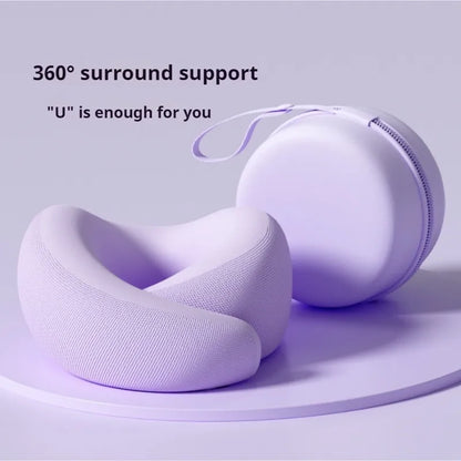 Memory Foam U Shaped Neck Pillow Travel Pillow for Airplane Car Office Nap Cervical Support with Portable Storage Box