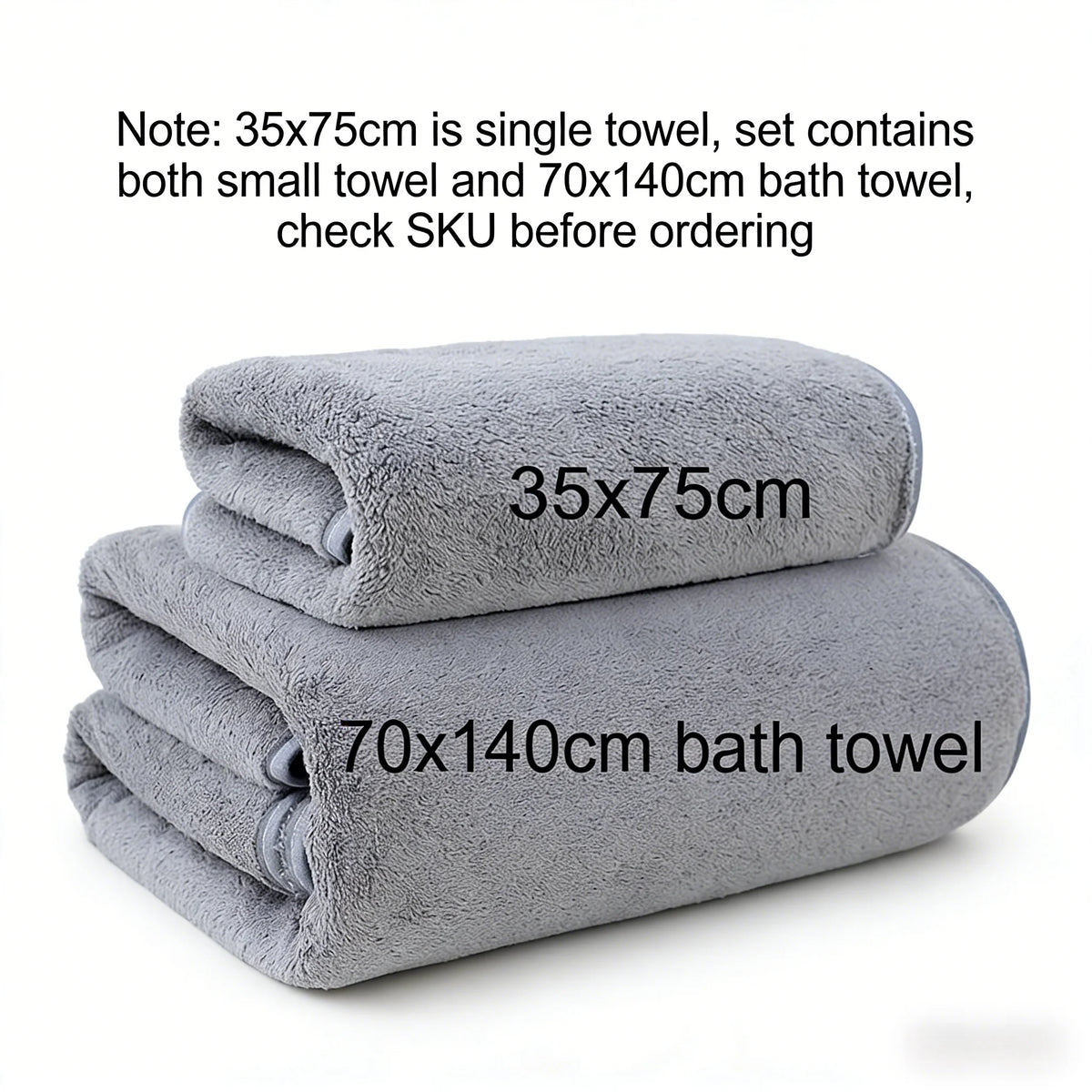 Solid Color Coral Fleece Thickened Towel Set - Soft Absorbent Bath Towels for Home Gym Face Washing - Soft Towels Set