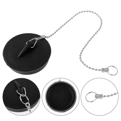 8/2pc Sink Plug Universal Rubber Drain Stopper With Round Beaded Chain Bath Sink Drain Stopper Plug For Kitchen And Bathroom Fit