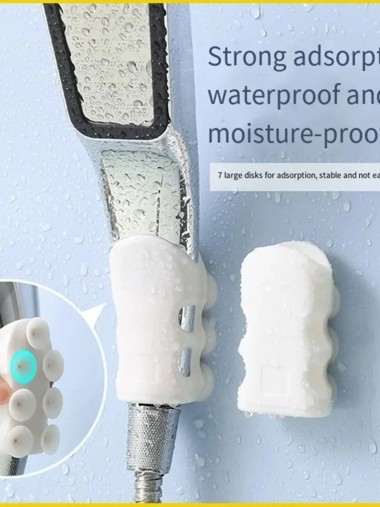 Shower Head Holder Punch-Free Shower Head Wall Mounting Bracket Silicone Suction Cup No Drill Need for Marble Glass Ceramic