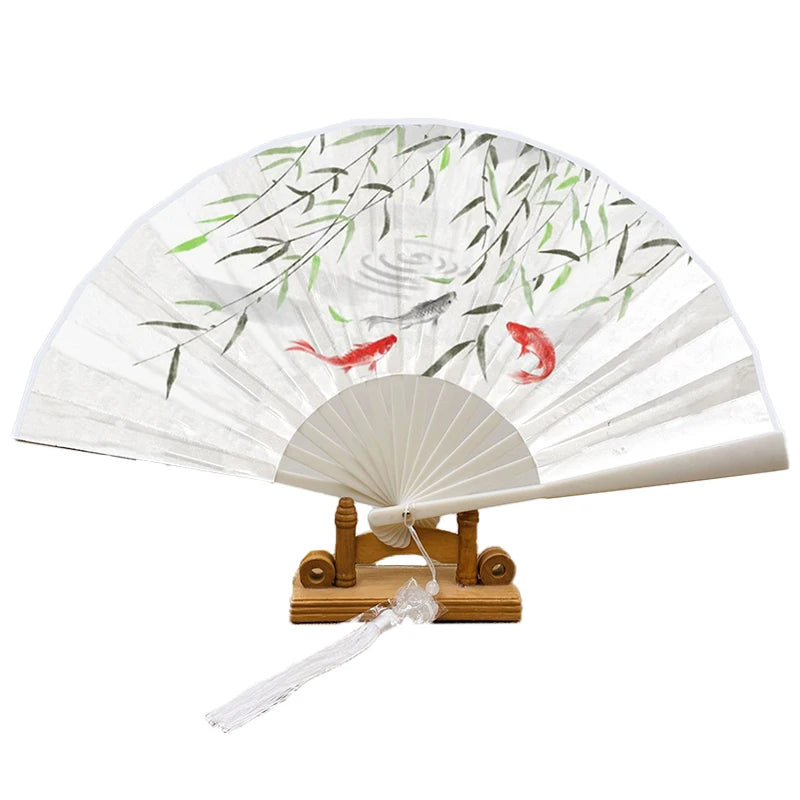 With Tassel Art Craft Style Foldable Hand Fan Portable Folding Fan Wedding Party Photo Props Guest Gifts Home Decor Craft
