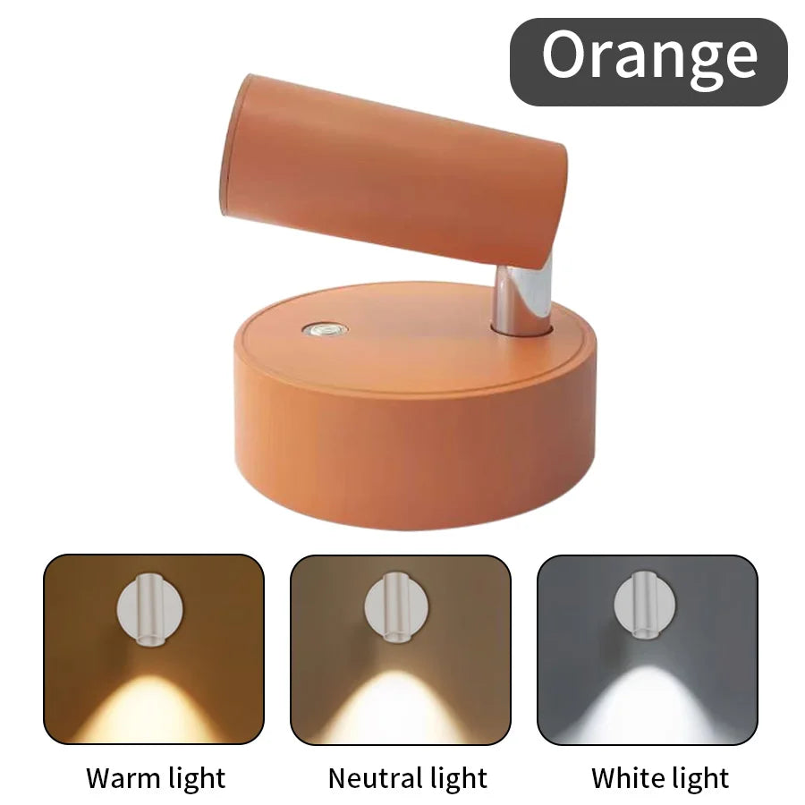 LED light magnetic USB Rechargeable Wall Light Spotlight Wireless No Punch Reading Light With Touch Switch Dimmable Bedside Lamp