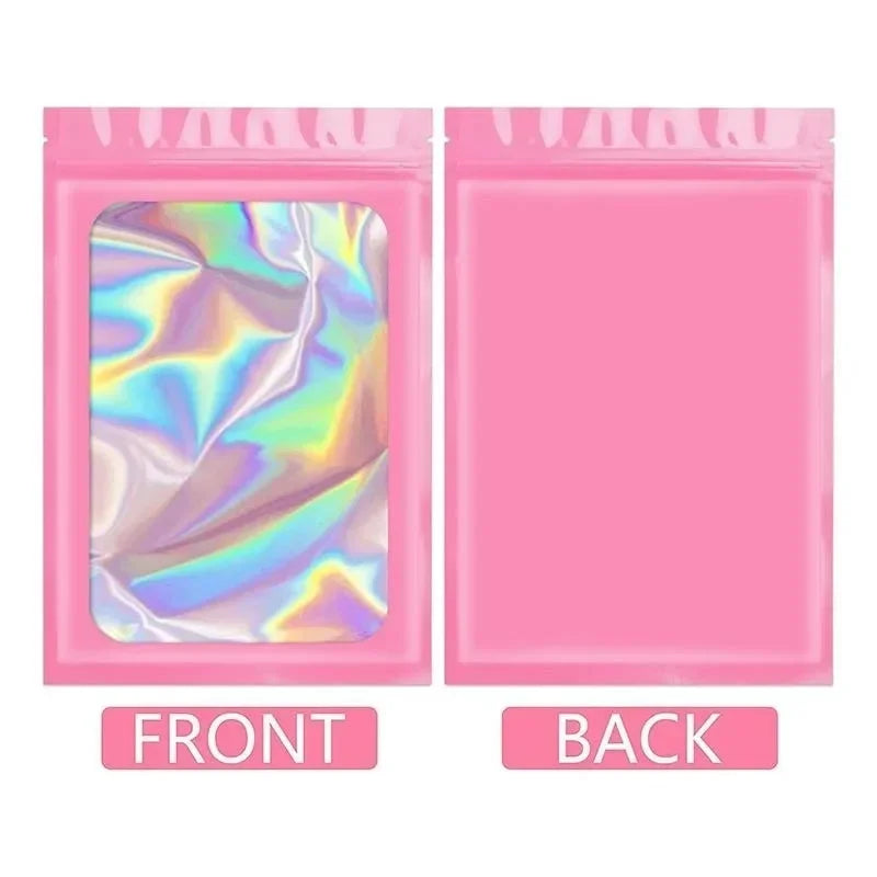 50/100PC Thicken Ziplock Bags Holographic Laser Color Plastic Pouch For DIY Jewelry Retail Storage Pouch Zip Lock Bag NO Hole