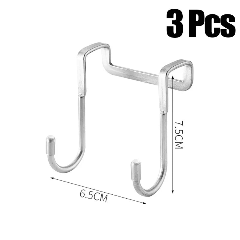 Door Hanger Hook Stainless Steel Double S-Shaped Storage Hook for Bathroom Kitchen Wall Door Organizer Wall Mounted Hooks