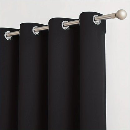 2pcs Modern 100% Blackout Solid Curtains, Window Curtains for Living Room, Bedroom, Kitchen, Home Decoration, Privacy Draps
