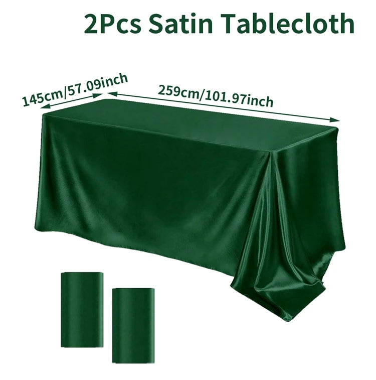 Rectangle Tablecloth Satin Table Cloth Bright Smooth White Pink Solid Color Table Cover Wedding Party Supplies Table Decors