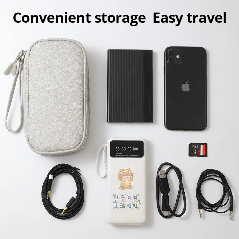 Portable Travel Digital Storage Bag - USB Cable Organizer Headset Charger Case in Grey/Black/Navy for Neatness And Convenience