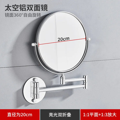 Bathroom Makeup Mirror Aluminum Black Gold Telescopic Mirror Folding Beauty Mirror Wall Hanging Double Sided Mirror Bathroom