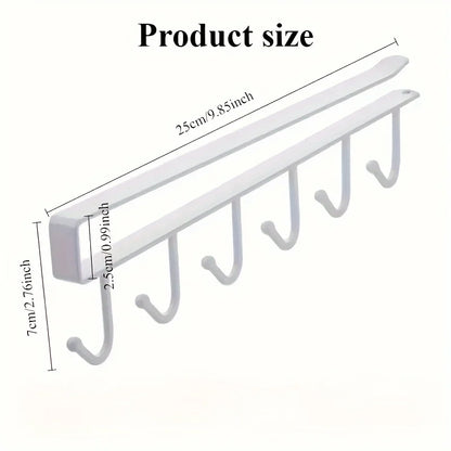 1pc Kitchen Shelf Storage Clothes Hanging Organizer Cup Holder Glass Mug Holder 6 Hooks Storage Rack 2030