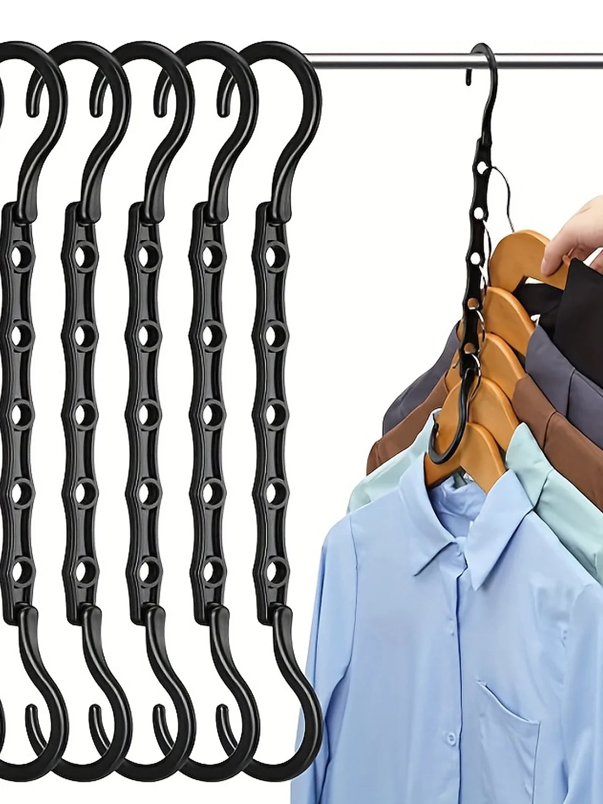 Space Saving Storage Hangers Multifunction Plastic Clothes Racks Rotary Organizer Hangers 5 Hole Magic Closet Wardrobe Organizer