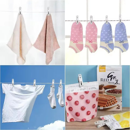 20Pcs Clothes Pegs Stainless Steel Washing Clips Household Clothing Sealing Clip Windproof Clips Hang Pins Metal Clips Clamps