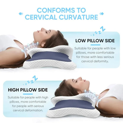 Memory Foam Cervical Pillow Ergonomic Neck Support for Side Back Stomach Sleepers Pain Relief