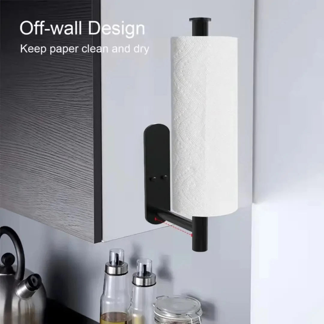 Multifunctional Paper Towel Holder with Storage Rack for Toilet Paper & Cling Film, Kitchen and Bathroom Organizer