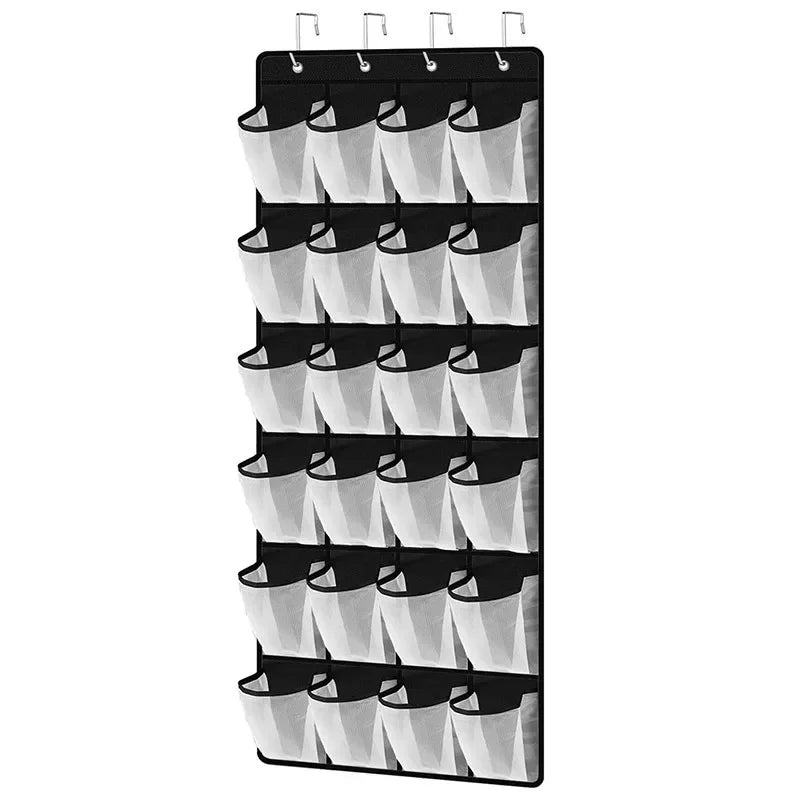Wall Mount Door Hanging Shoe Organizer 24 Pocket Storage Rack For Sundries