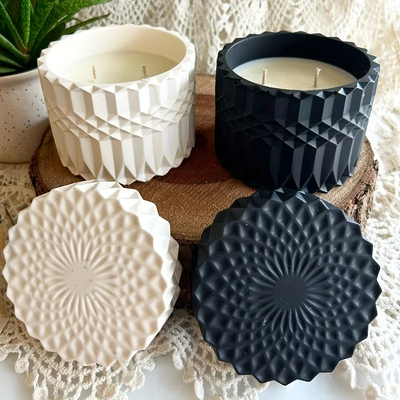 1set Ripple Candle Cup Resin Mold Cylinder Plaster Candle Jar Concrete Flower Pot Silicone Mold For Candle Home Decor