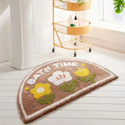 VIKAMA Imitation Cashmere Simple Semi-Circular Bathroom Bathroom Waterproof Floor Mat Household Living Room Bedroom Door Mat