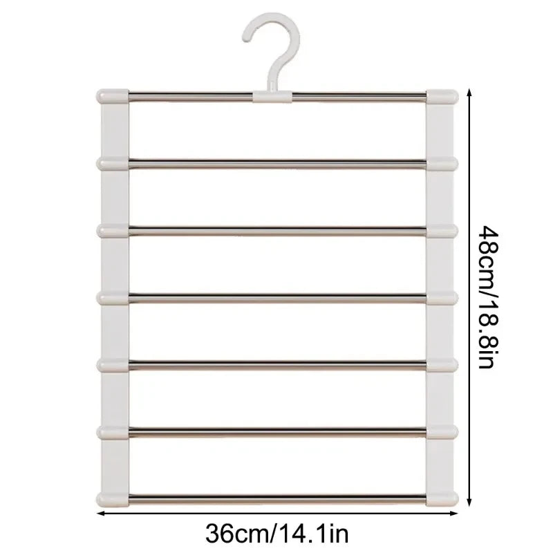 Multi-layer Pants Hanger Foldable Non-slip Clothes Rack Wardrobe Space Saving Organizer for Trousers Scarf Storage