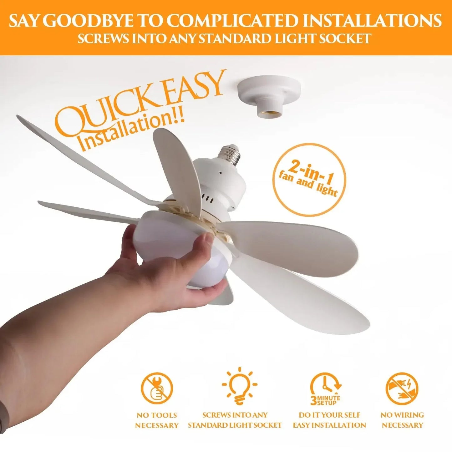 Ceiling Fan with Light with Remote Control E27 LED Ceiling Fan Lamps for Room Living Room Bedroom Kitchen Home Use