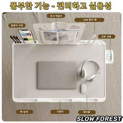 Adjustable Laptop Bed Tray Table Portable Standing Desk with Storage Drawer Foldable Lap Tablet for Sofa Comfortable Viewing