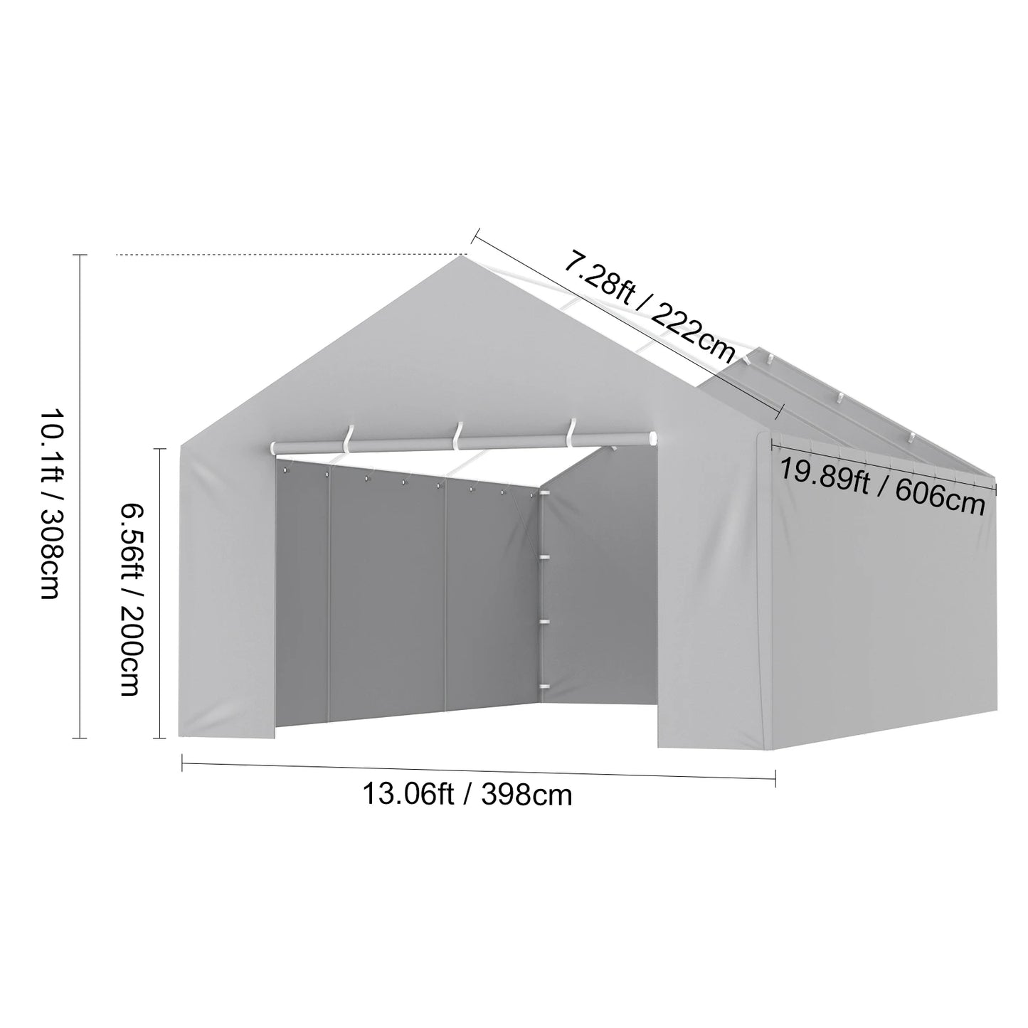 SucceBuy Carport Replacement Canopy Cover Garage Top Tent Shelter Tarp Heavy-Duty Waterproof & UV Protected with Ball Bungees