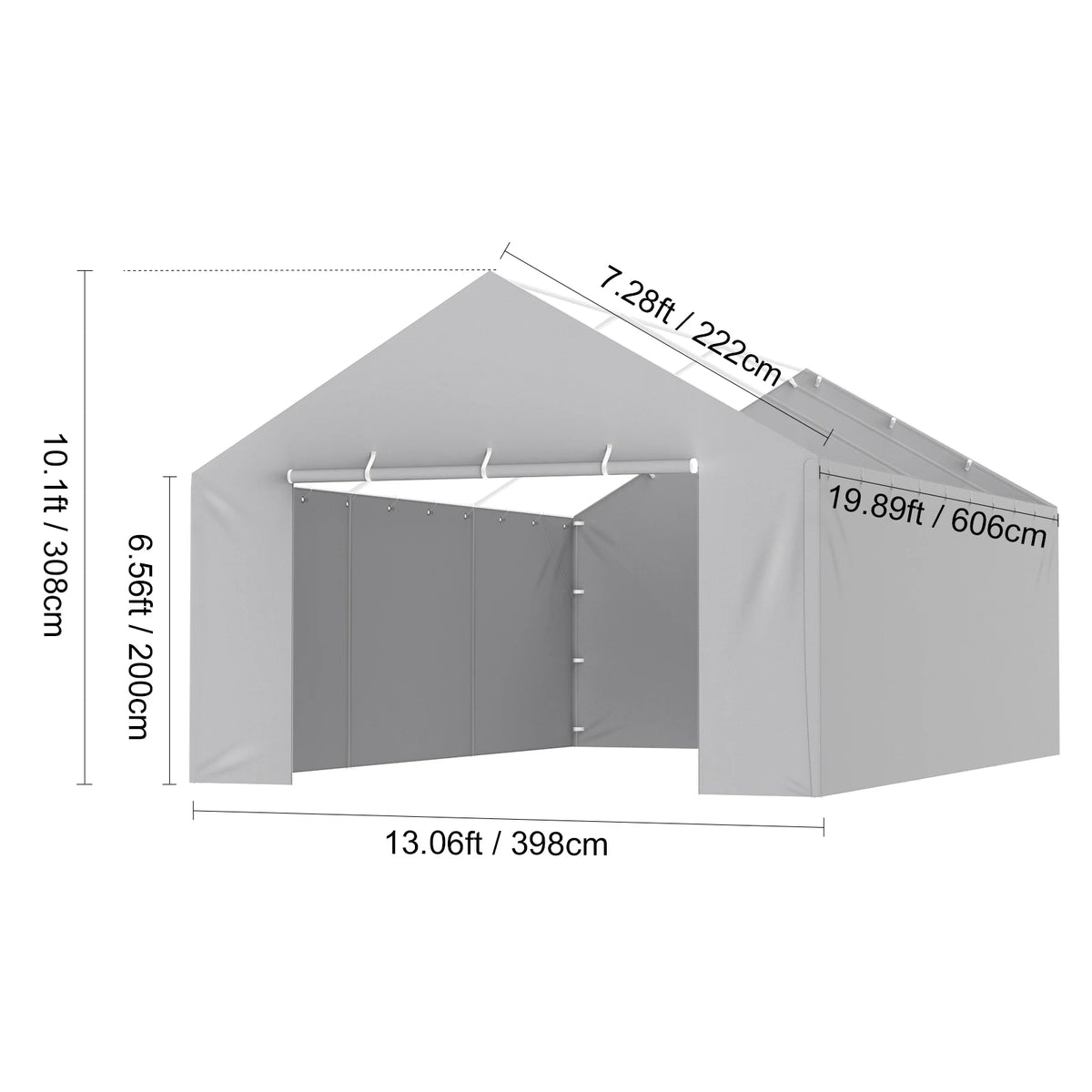 SucceBuy Carport Replacement Canopy Cover Garage Top Tent Shelter Tarp Heavy-Duty Waterproof & UV Protected with Ball Bungees