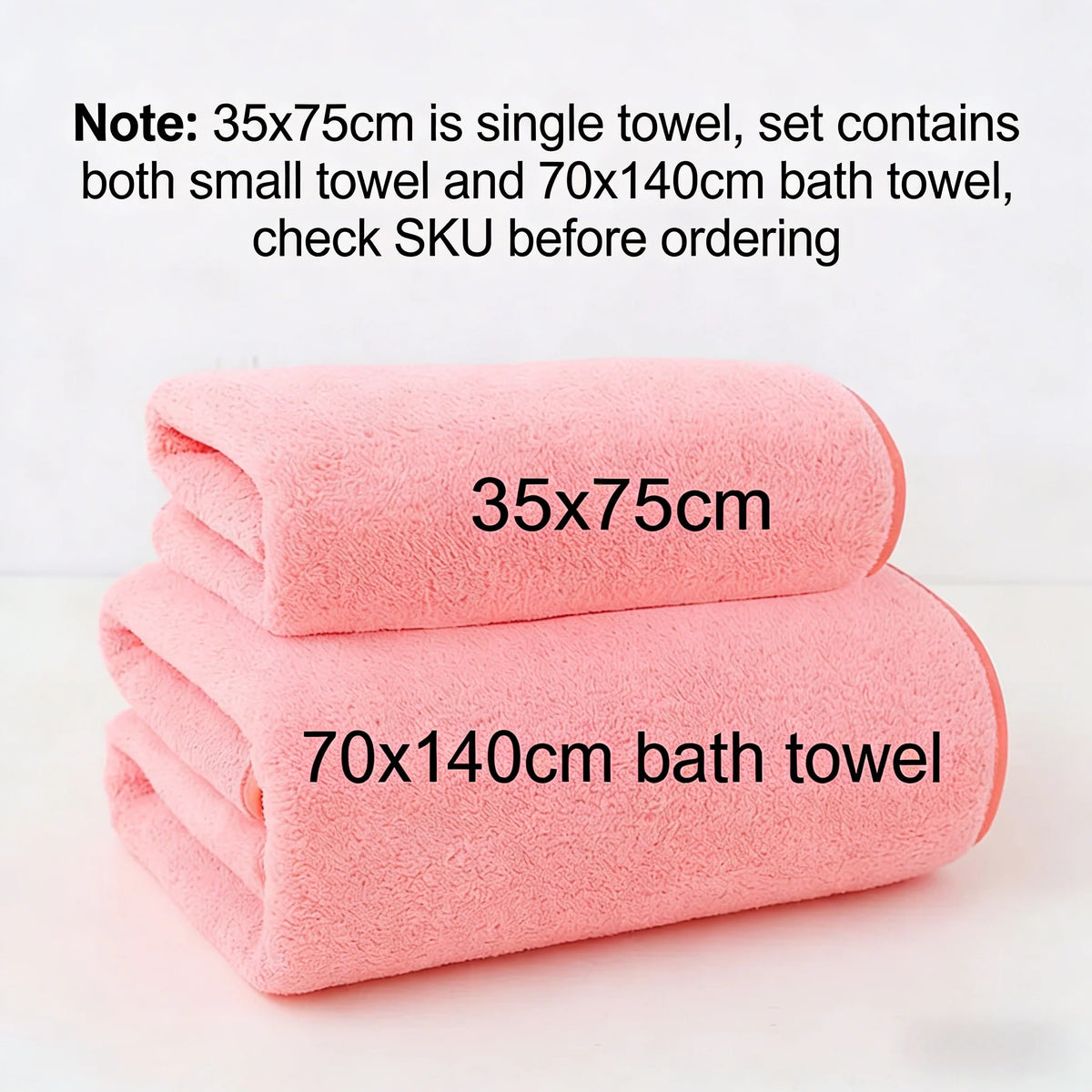Solid Color Coral Fleece Thickened Towel Set - Soft Absorbent Bath Towels for Home Gym Face Washing - Soft Towels Set