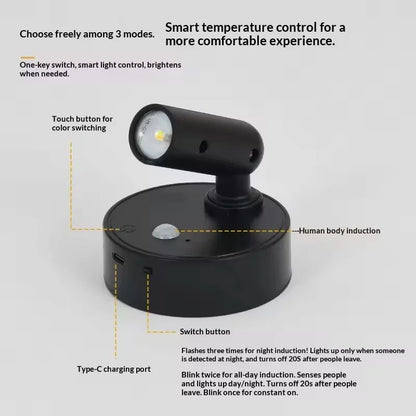 LED Light Magnetic Rechargeable Wall light Spotlight Wireless No Punch Reading Light With Touch Switch Dimmable Bedside Lamp