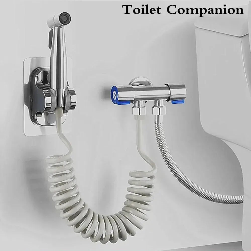 Handheld Bidet Sprayer Set Stainless Steel Spray Gun Shower Handheld Toilet Bidet Faucet Sprayer Shower Nozzle Self Cleaning