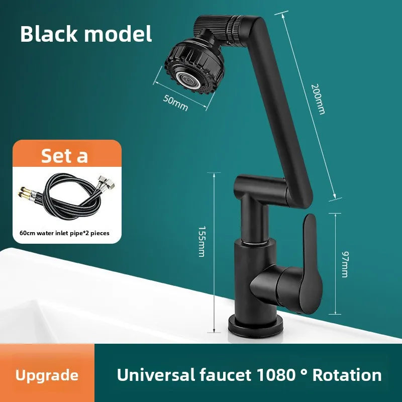 1080° Swivel Kitchen Sink Faucet Bathroom Sink Faucet Basin Faucet Multifunction Cold and Hot Water Tap