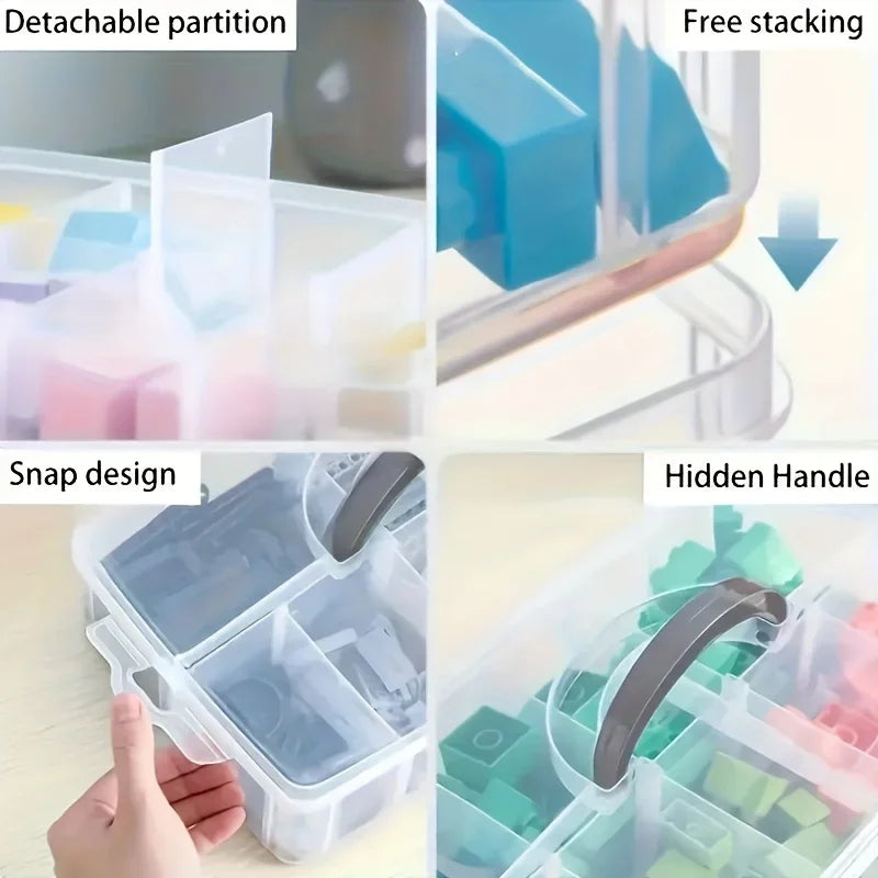 3-layer 18 Compartment Transparent Storage Box, Jewelry and Toy Storage Box, Suitable for Kitchen, Jewelry Organizer