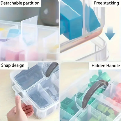 3-layer 18 Compartment Transparent Storage Box, Jewelry and Toy Storage Box, Suitable for Kitchen, Jewelry Organizer