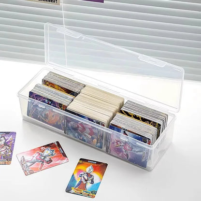 Transparent plastic storage box, capable of holding 550+gaming cards, used for storing PTCG/MTG cards