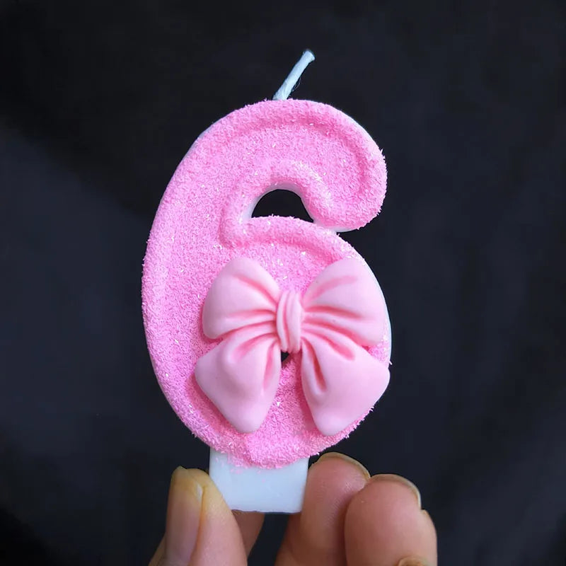 Creative Digital 0-9 Number Birthday Cake Candles New Girls Pink Bow Household Home Decor Ornaments Cakes Decorations Candle