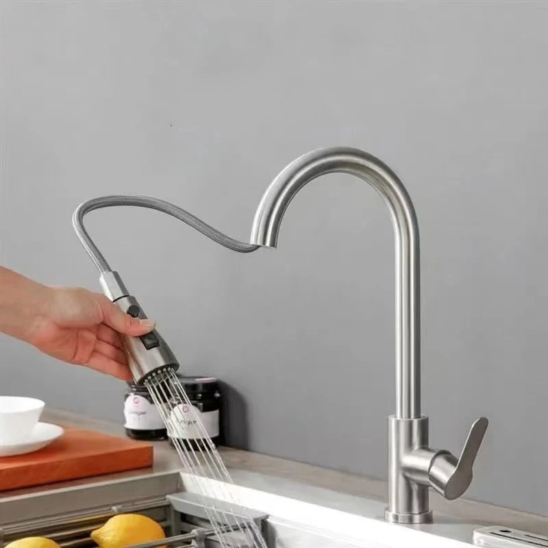 Stainless Steel  Kitchen Faucet Pull Out Brushed Nickle Black Kitchen Mixed Tap Kitchen Sink Tap