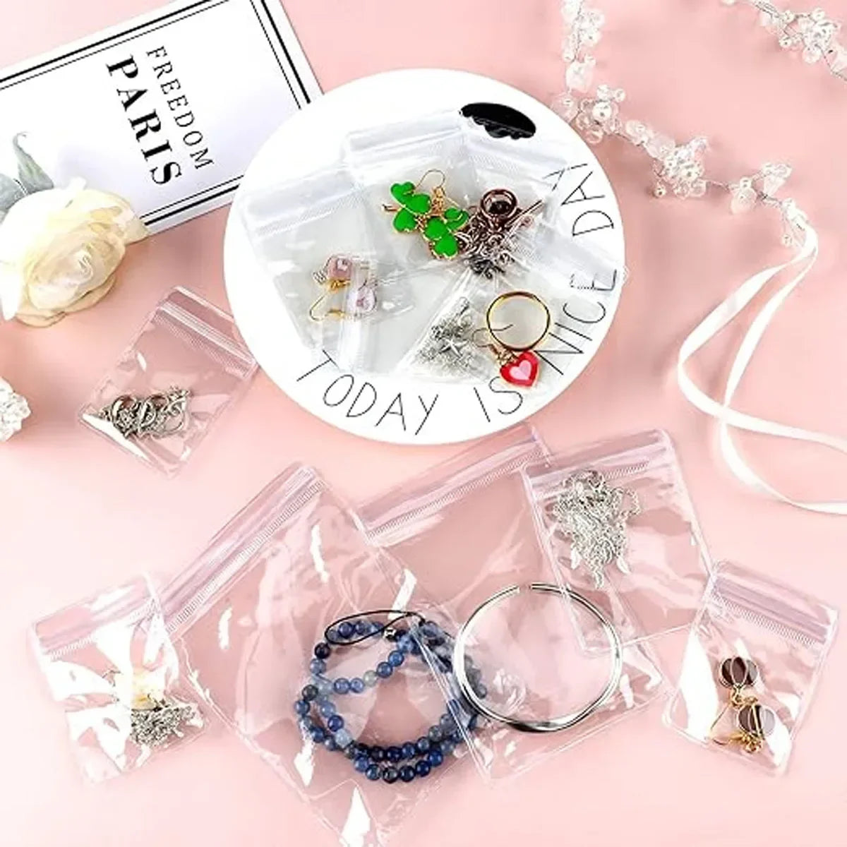 Clear Earring Bags Waterproof Bags Thickened Reusable Storage Pouch for Jewelry Rings Necklace Bracelet