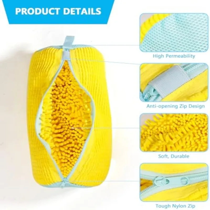 Laundry Bags Shoe Washing Machine Bag-with Zipper Laundry Bag with Rich Fluff Inside,Perfect for Sneakers with Shoe Brush